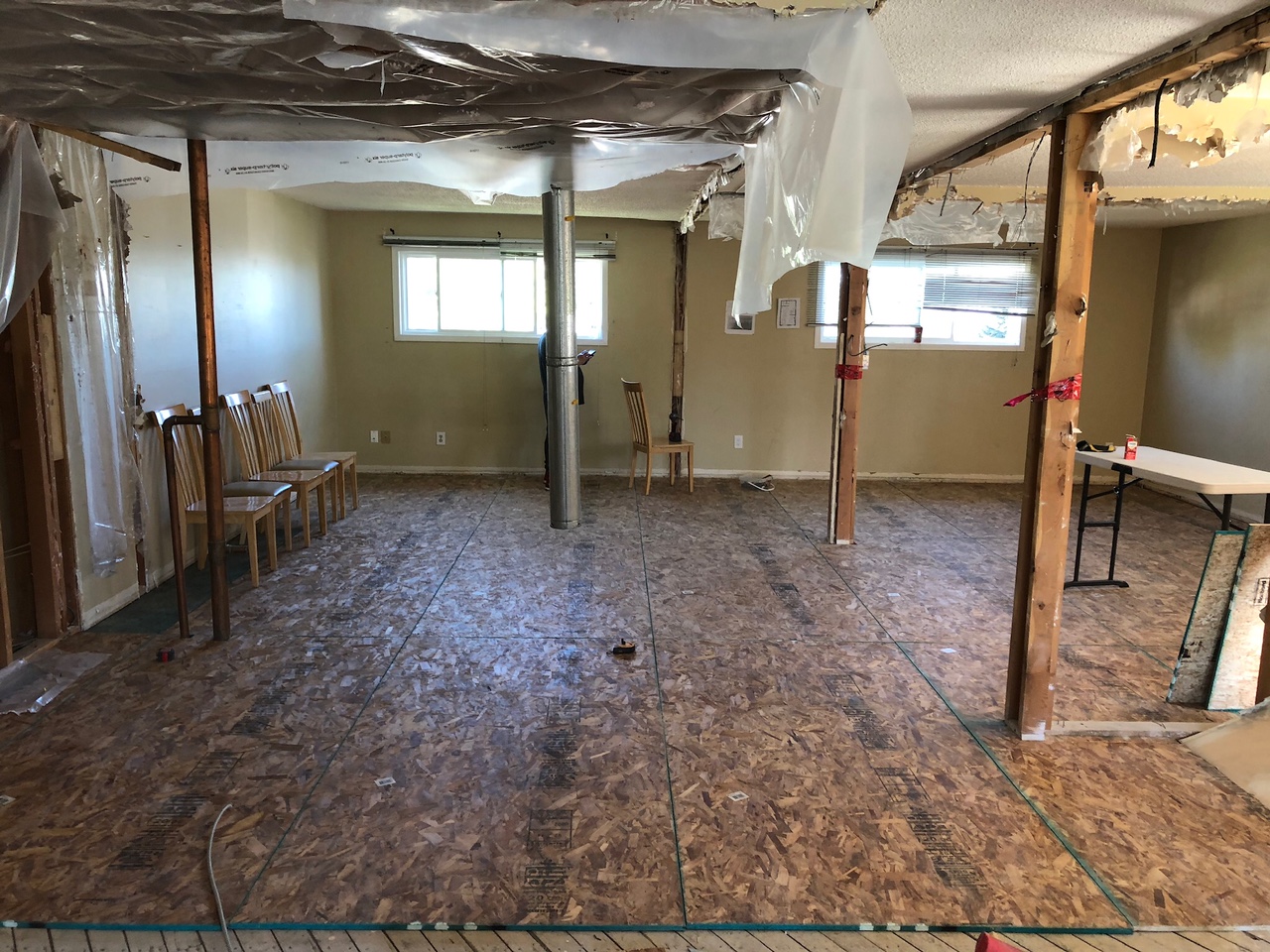 Post tear-down, the far wall will be used as the altar/throne wall